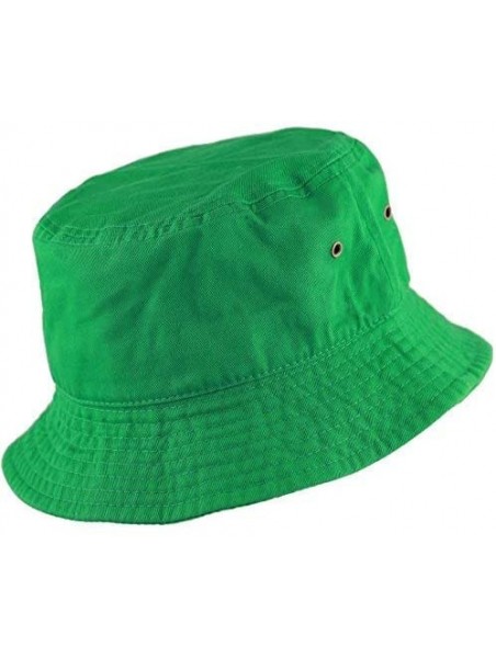 Bucket Hats Unisex 100% Cotton Packable Summer Travel Bucket Beach Sun Hat - Kelly Green - CR17Y4SUEY2 $11.11