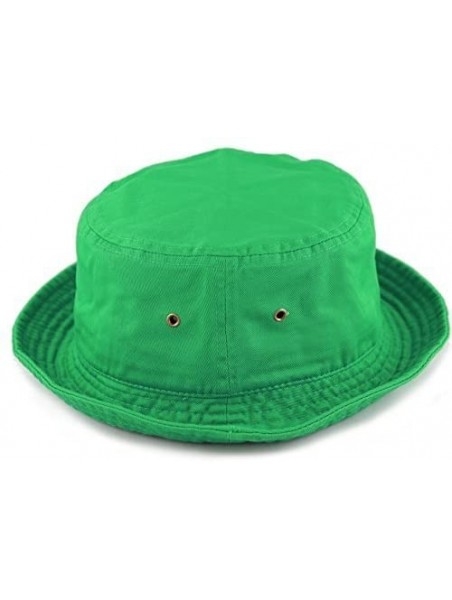 Bucket Hats Unisex 100% Cotton Packable Summer Travel Bucket Beach Sun Hat - Kelly Green - CR17Y4SUEY2 $11.11