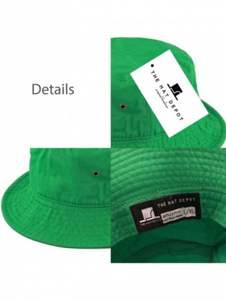 Bucket Hats Unisex 100% Cotton Packable Summer Travel Bucket Beach Sun Hat - Kelly Green - CR17Y4SUEY2 $11.11