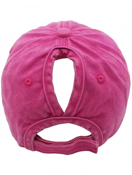 Baseball Caps Women's Ponytail Distressed Baseball Hat Cotton Washed - Rose - C718HYR4HUY $13.01