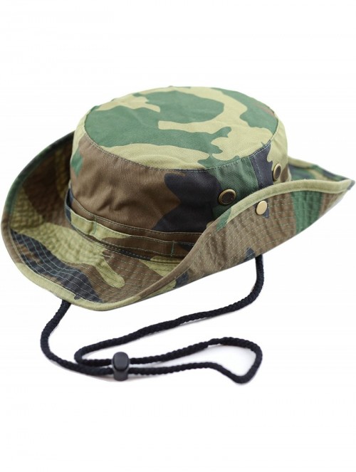 Sun Hats 100% Cotton Stone-Washed Safari Wide Brim Foldable Double-Sided Sun Boonie Bucket Hat - CF12NS6GDHA $17.30