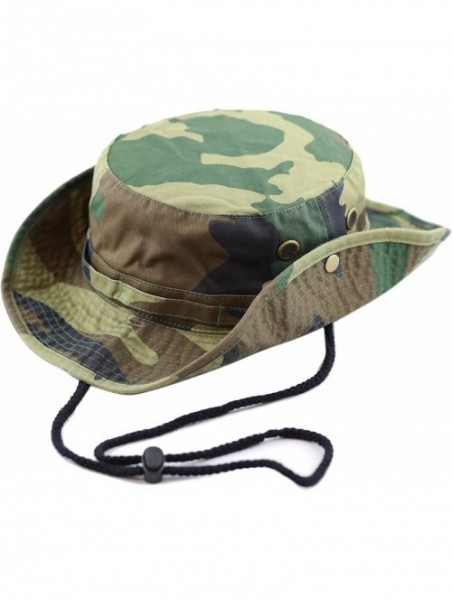 Sun Hats 100% Cotton Stone-Washed Safari Wide Brim Foldable Double-Sided Sun Boonie Bucket Hat - CF12NS6GDHA $17.30