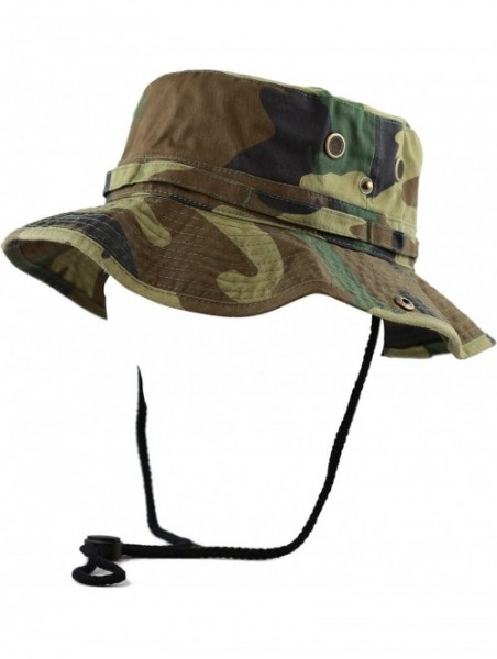 Sun Hats 100% Cotton Stone-Washed Safari Wide Brim Foldable Double-Sided Sun Boonie Bucket Hat - CF12NS6GDHA $17.30