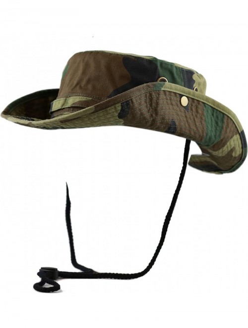 Sun Hats 100% Cotton Stone-Washed Safari Wide Brim Foldable Double-Sided Sun Boonie Bucket Hat - CF12NS6GDHA $17.30