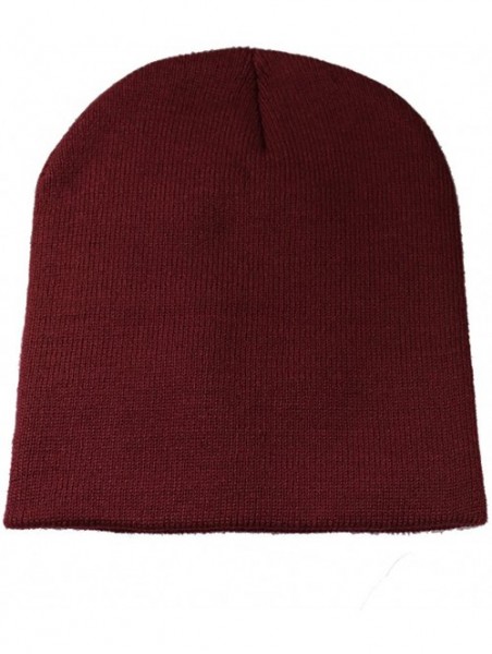 Skullies & Beanies Knit Skull Cap Warm Winter Slouchy Beanies Hat 9 Inch Long - 12pcs - Burgundy - CR1889W9SMH $15.73