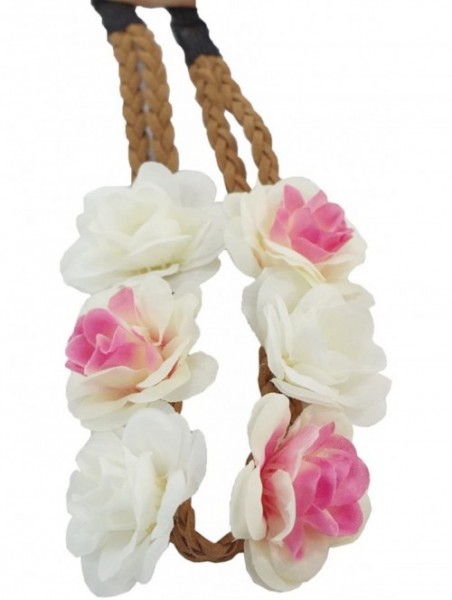 Headbands Rose Flower Wreath Headband Floral Crown Garland Halo for Wedding HH14 - White+pink - C812HIU6FMX $12.60