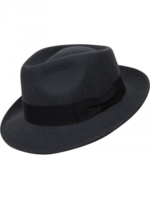 Fedoras Premium Doyle - Teardrop Fedora Hat - 100% Wool Felt - Crushable for Travel - Water Resistant - Unisex - CT182Z8IHXE ...