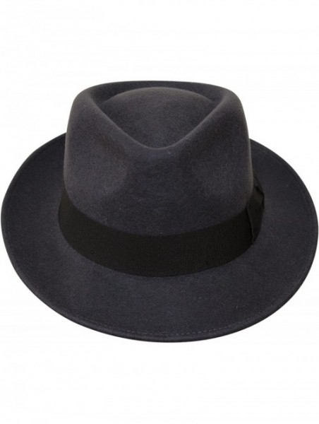 Fedoras Premium Doyle - Teardrop Fedora Hat - 100% Wool Felt - Crushable for Travel - Water Resistant - Unisex - CT182Z8IHXE ...