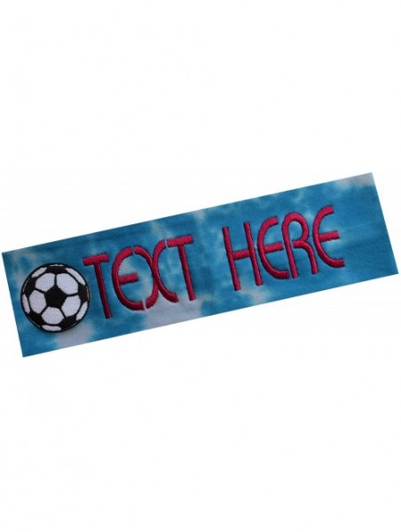 Headbands Soccer Headband with YOUR CUSTOM NAME - Embroidered Hand TIE DYED Cotton Headband - Turquoise Tie Dye - C512FUZPHVD...