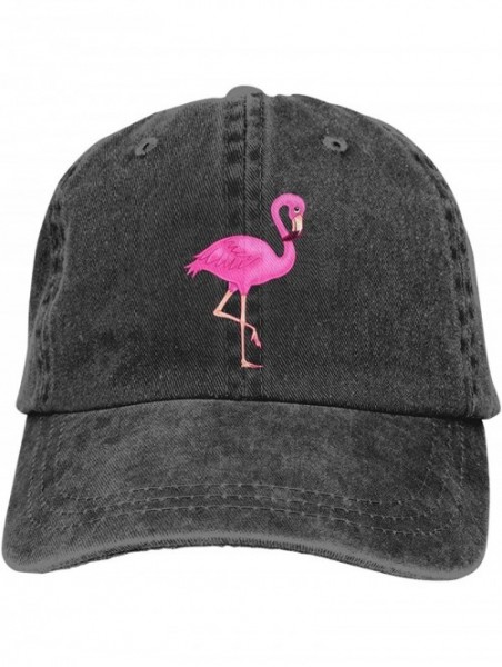 Baseball Caps Men Or Women Adjustable Denim Jeans Baseball Caps Pink Flamingo Plain Cap - Black - CP18KQYGLXS $11.83