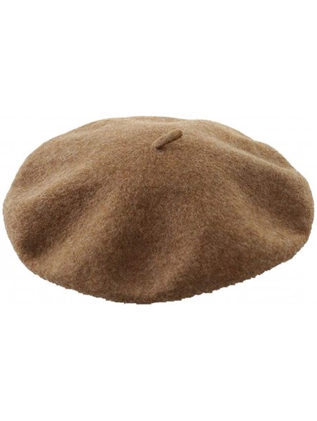 Berets Solid Color Classic French Artist Beret Hat 100% Wool - Khaki - CE18I02RWD2 $14.86