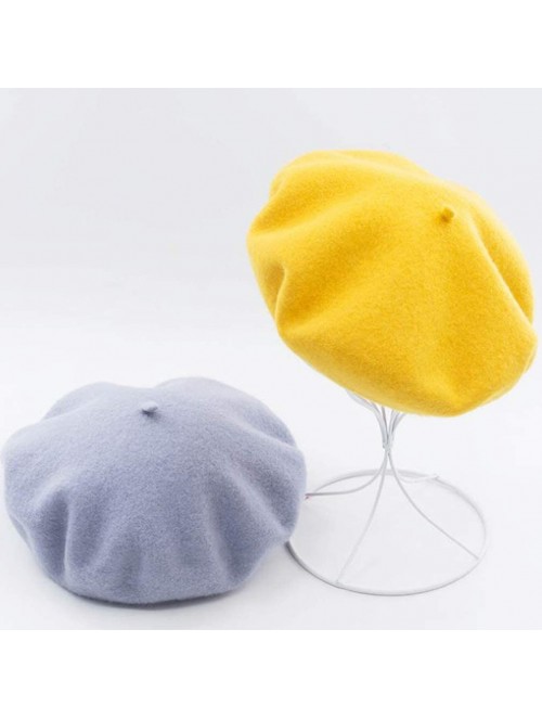 Berets Solid Color Classic French Artist Beret Hat 100% Wool - Khaki - CE18I02RWD2 $14.86