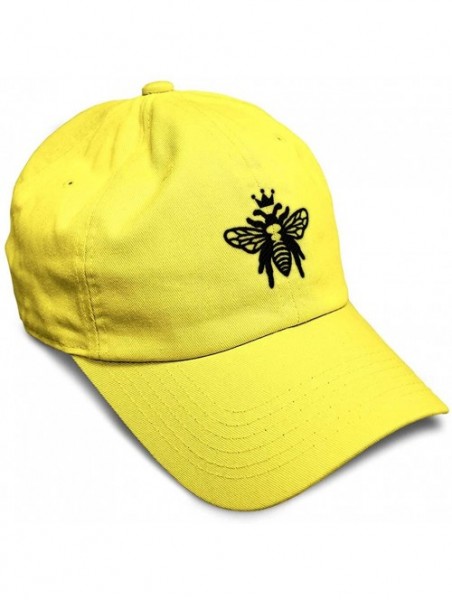 Baseball Caps Custom Soft Baseball Cap Black Flying Queen Bee Embroidery Flat Solid Buckle - Yellow - C918AAAW3ZO $16.20