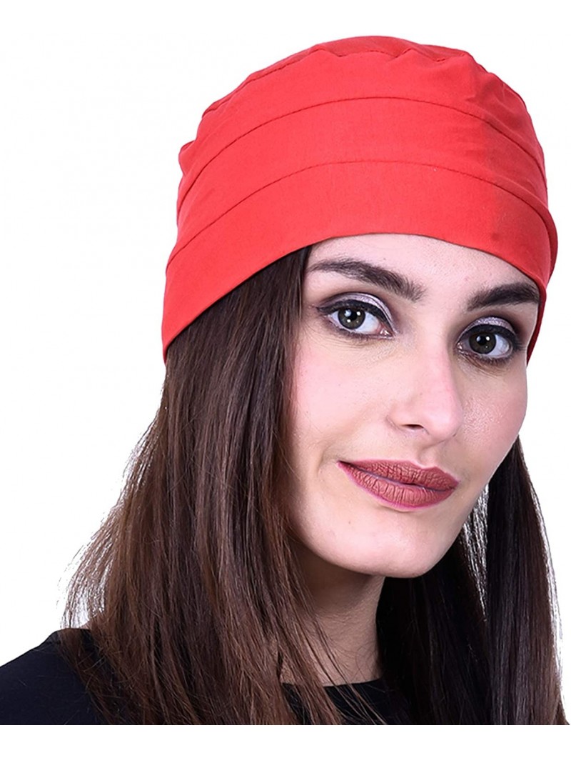 Skullies & Beanies Women's Cotton Headwears (Multicolours- Free Size) - Red - CF18DTT8TG9 $13.92