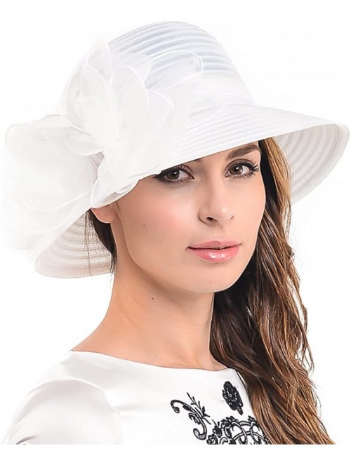 Sun Hats Cloche Oaks Church Dress Bowler Derby Wedding Hat Party S015 - Bow-white - C312F1755BH $31.48
