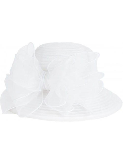 Sun Hats Cloche Oaks Church Dress Bowler Derby Wedding Hat Party S015 - Bow-white - C312F1755BH $31.48