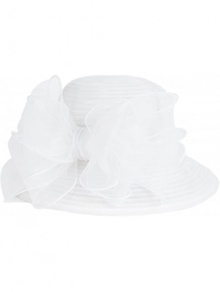 Sun Hats Cloche Oaks Church Dress Bowler Derby Wedding Hat Party S015 - Bow-white - C312F1755BH $31.48