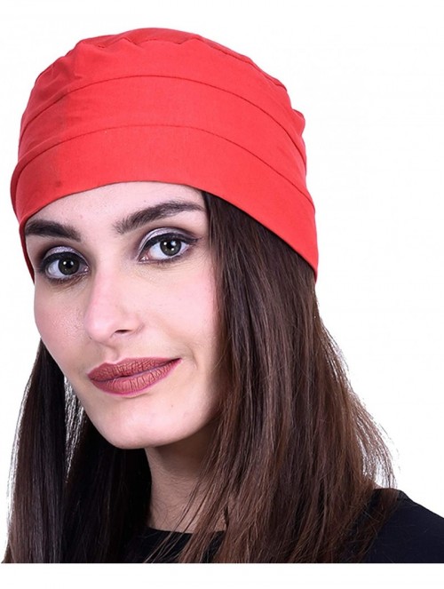 Skullies & Beanies Women's Cotton Headwears (Multicolours- Free Size) - Red - CF18DTT8TG9 $13.92
