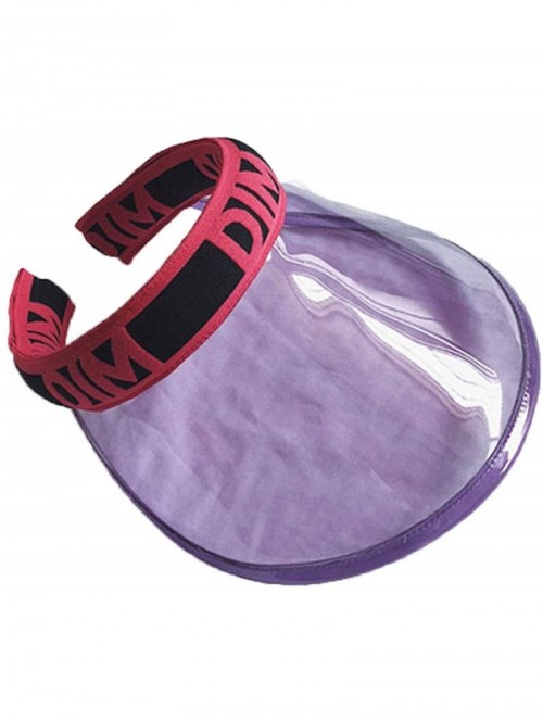 Sun Hats Women Summer Clear Unbreakable Visor Cap Transparent Empty Top Letter PVC Big Brimmed Sun Hat - Purple - CK18QY095CG...