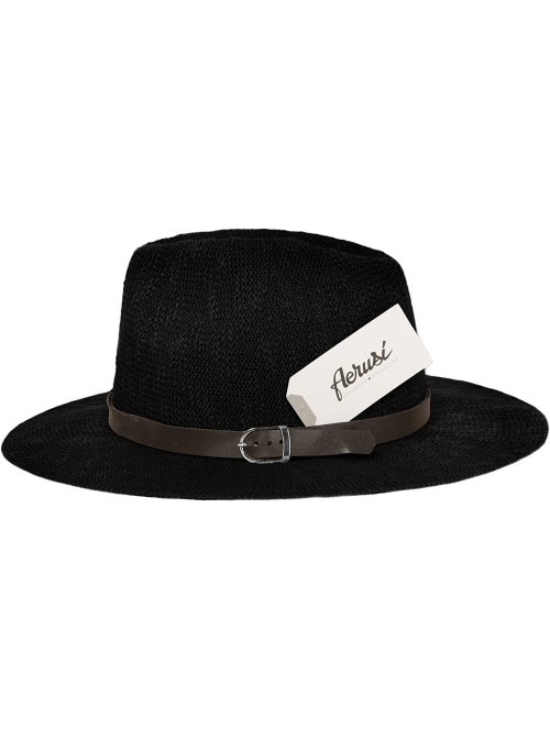 Fedoras Coral Jones Womens Floppy Straw Hat Fedora - Black - C4126BIVT9H $17.39