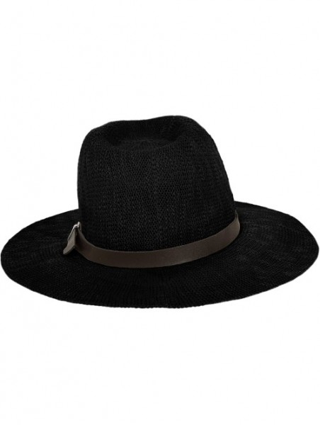 Fedoras Coral Jones Womens Floppy Straw Hat Fedora - Black - C4126BIVT9H $17.39