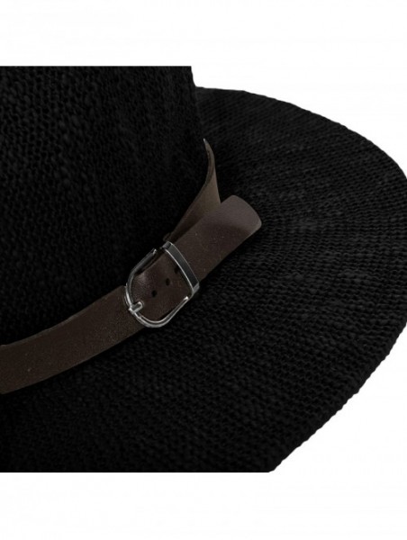 Fedoras Coral Jones Womens Floppy Straw Hat Fedora - Black - C4126BIVT9H $17.39