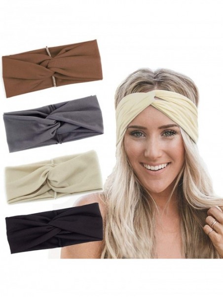 Headbands Turban Headbands for Women Twisted Boho Headwrap Yoga Workout Sport Thick Head Bands(4 pack) - J-4 pcs - CU18AONG8U...
