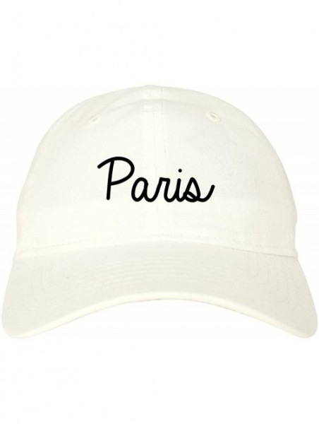 Baseball Caps Paris France Script Chest Dad Hat - White - CI187ZRL3AO $30.48