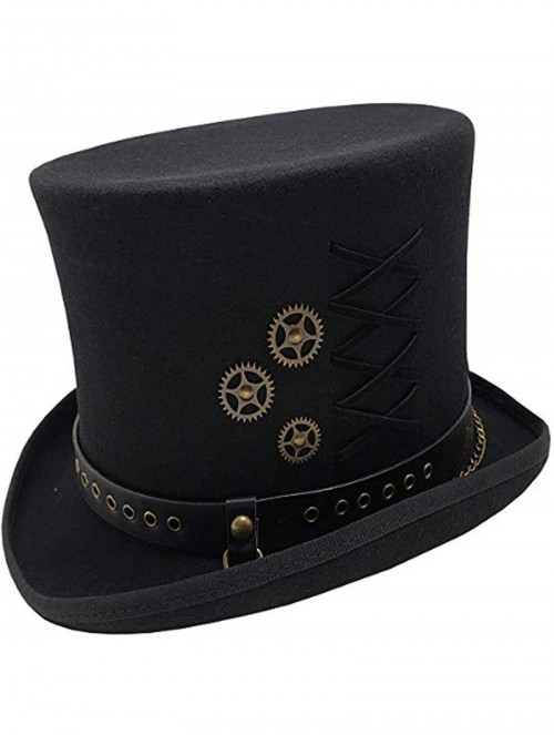 Fedoras Men's Steampunk Top Wool Felt Hat - He80black - C018LDOEYZ3 $74.45