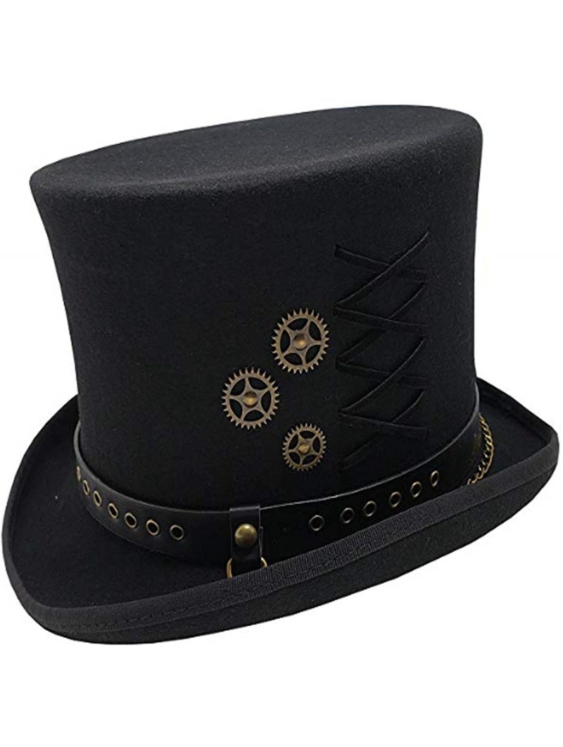 Fedoras Men's Steampunk Top Wool Felt Hat - He80black - C018LDOEYZ3 $74.45