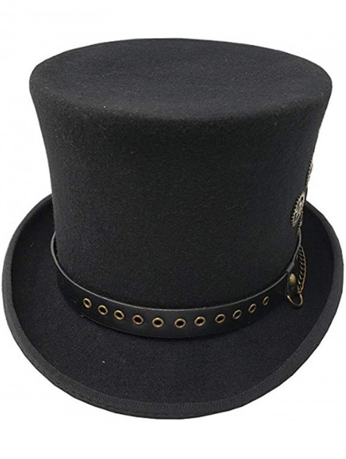 Fedoras Men's Steampunk Top Wool Felt Hat - He80black - C018LDOEYZ3 $74.45