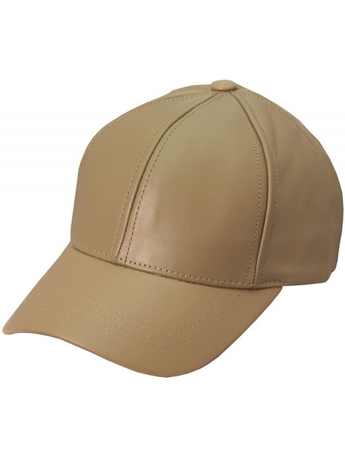 Baseball Caps Genuine Leather Baseball Cap Hat Made in The USA (Khaki) - CM119TIUUNX $30.32