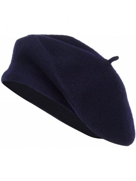 Berets Ladies Wool Beret - Navy - C812LJZ9FLV $28.75