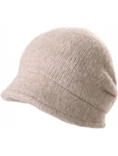 Newsboy Caps Wool Knitted Visor Beanie Winter Hat for Women Newsboy Cap Warm Soft Lined - 99139_beige - C718LDDROMZ $20.72