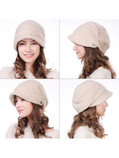 Newsboy Caps Wool Knitted Visor Beanie Winter Hat for Women Newsboy Cap Warm Soft Lined - 99139_beige - C718LDDROMZ $20.72