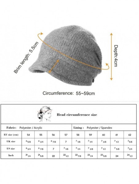 Newsboy Caps Wool Knitted Visor Beanie Winter Hat for Women Newsboy Cap Warm Soft Lined - 99139_beige - C718LDDROMZ $20.72