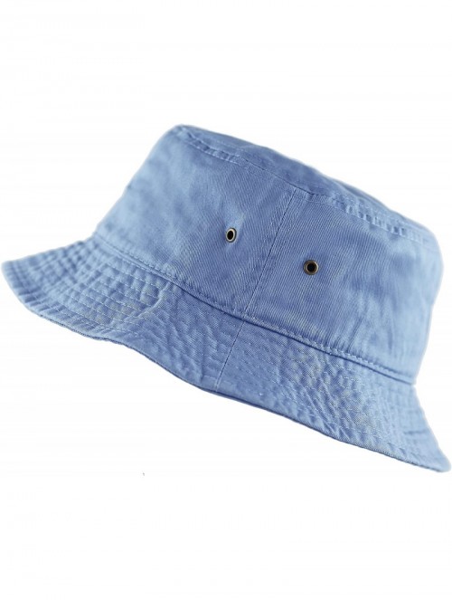 Bucket Hats Unisex 100% Cotton Packable Summer Travel Bucket Beach Sun Hat - Sky Blue - CT17WU0IY2I $13.76