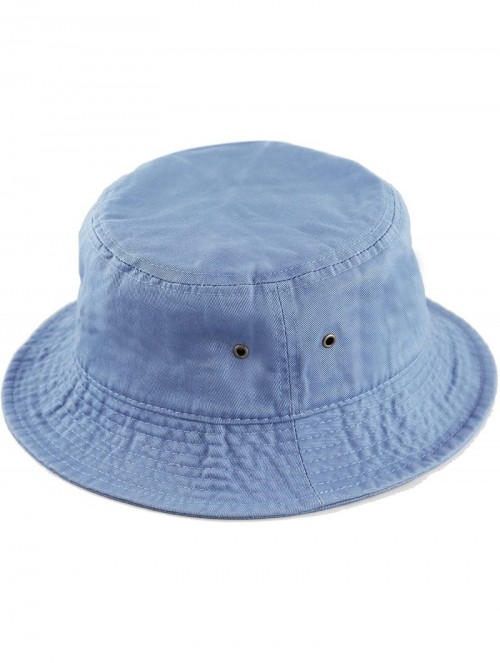 Bucket Hats Unisex 100% Cotton Packable Summer Travel Bucket Beach Sun Hat - Sky Blue - CT17WU0IY2I $13.76