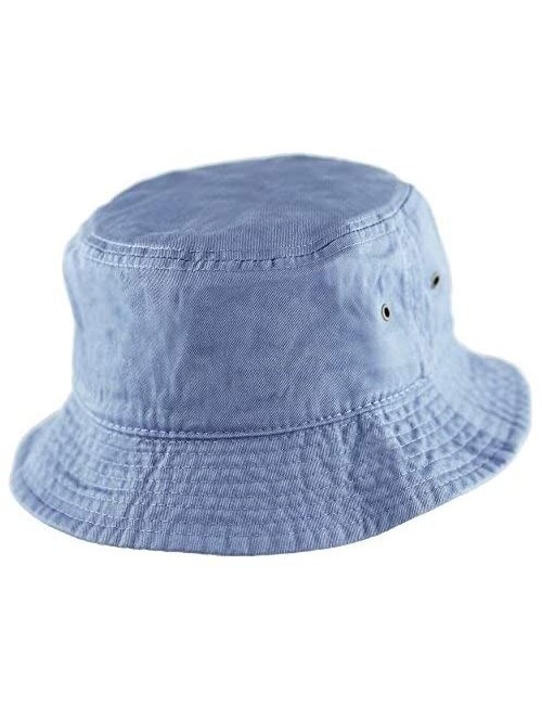 Bucket Hats Unisex 100% Cotton Packable Summer Travel Bucket Beach Sun Hat - Sky Blue - CT17WU0IY2I $13.76