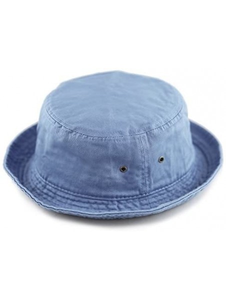 Bucket Hats Unisex 100% Cotton Packable Summer Travel Bucket Beach Sun Hat - Sky Blue - CT17WU0IY2I $13.76