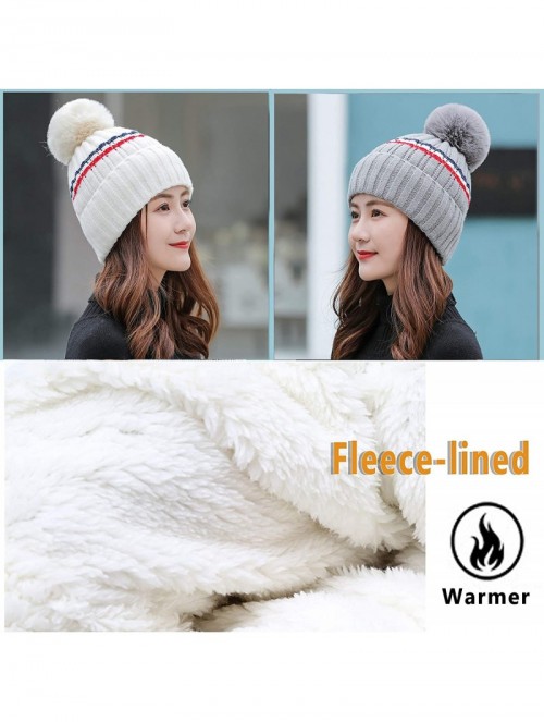 Skullies & Beanies Winter Beanie Hat Warm Knitted Hat for Women with Cute Pompom - Pink - CS1924TK5D0 $9.82