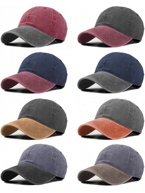 Baseball Caps Men Women Baseball Cap Vintage Cotton Washed Distressed Hats Twill Plain Adjustable Dad-Hat - CB18OKELC3Q $17.38