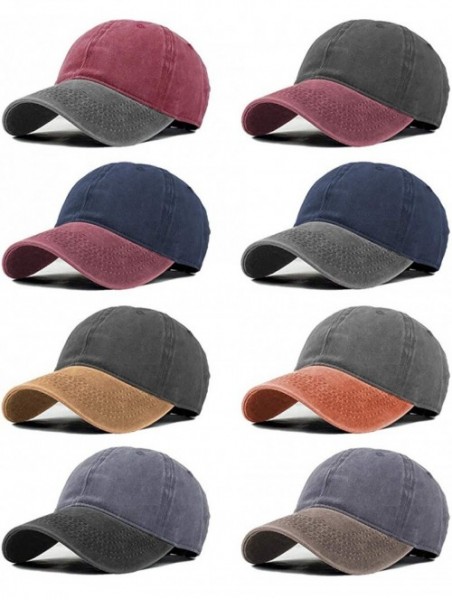 Baseball Caps Men Women Baseball Cap Vintage Cotton Washed Distressed Hats Twill Plain Adjustable Dad-Hat - CB18OKELC3Q $17.38