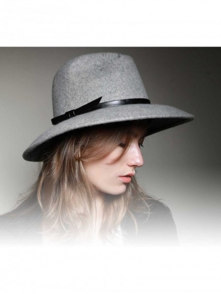 Fedoras Women's Lady Traveller Wool Felt Floppy Hat - Gris-chine - CX187NG77UK $44.29