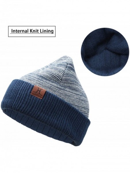 Skullies & Beanies Men's Winter Warm Knit Beanie Hat Scarf Set Skull Cap with Long Scarf for Men - Navyblue - C218XT87D56 $17.82