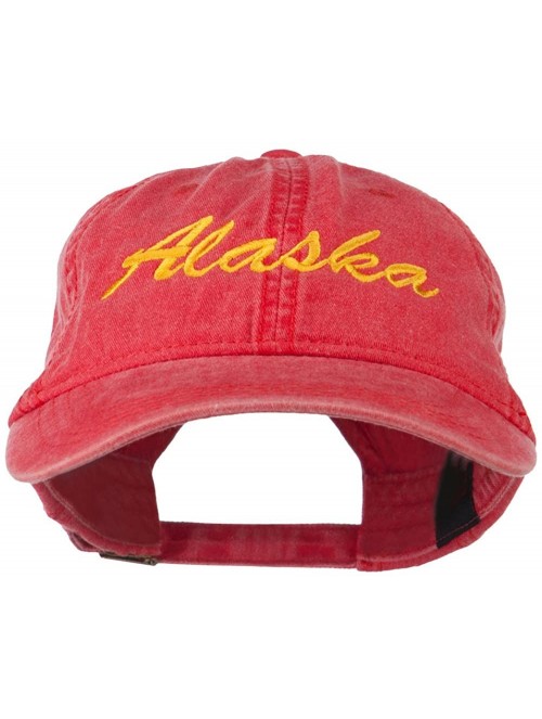 Baseball Caps Western State Alaska Embroidered Washed Cap - Red - C411MJ3UNJB $32.60
