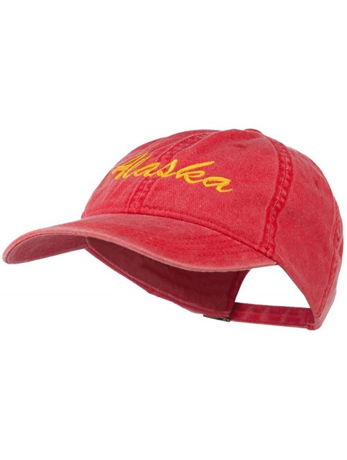 Baseball Caps Western State Alaska Embroidered Washed Cap - Red - C411MJ3UNJB $32.60