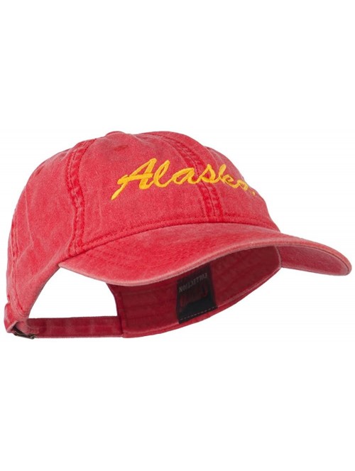 Baseball Caps Western State Alaska Embroidered Washed Cap - Red - C411MJ3UNJB $32.60