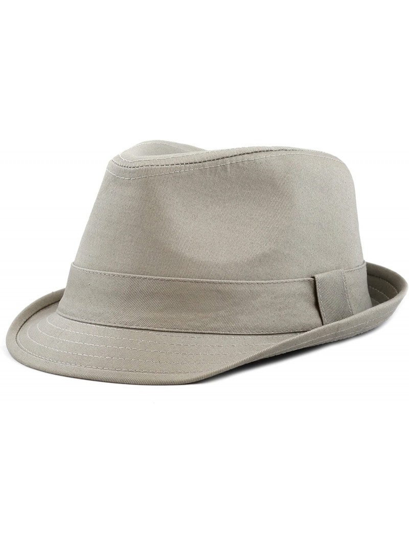 Fedoras Unisex Cotton Twill Paisley Lining Solid Fedora Hat - Grey - C212CQR4WU5 $18.62