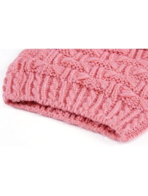 Skullies & Beanies Lady Women's Lady Girl Scarf and Hat 2pcs Set Knitted Winter Warm Skull caps Thicken Beanie Cap - Pink - C...